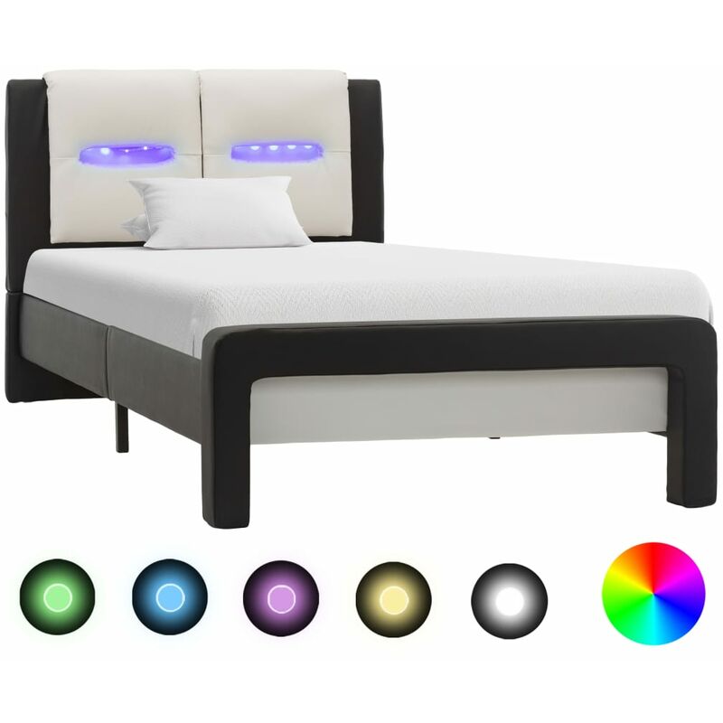 

Estructura Cama con LED Cuero Sintético Negro Blanco 100x200 cm - Negro - Vidaxl