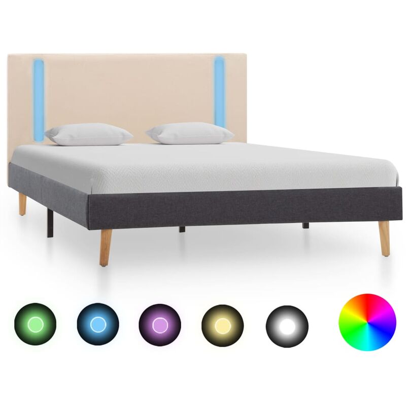 

Estructura cama con LED tela color crema gris oscuro 120x200 cm