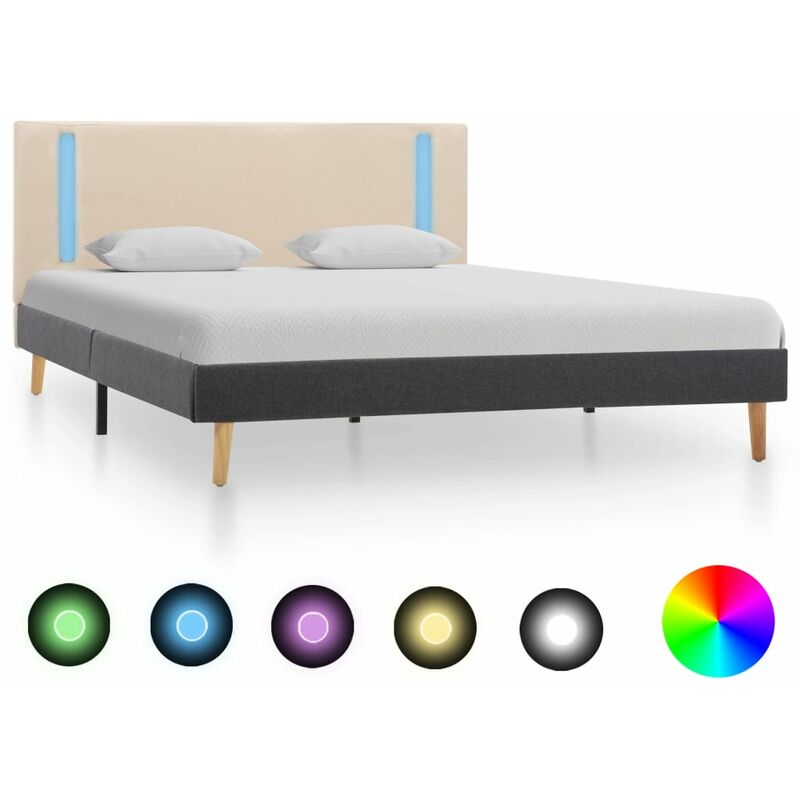 

Estructura cama con LED tela color crema gris oscuro 140x200 cm