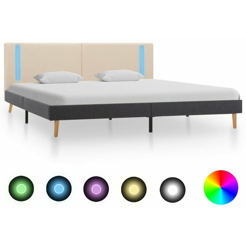 

Estructura cama con LED tela color crema gris oscuro 180x200 cm