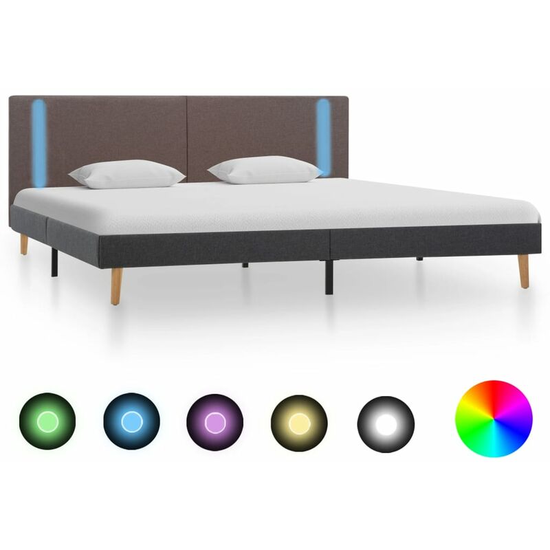 

Estructura cama con LED tela gris taupe y gris oscuro 160x200cm
