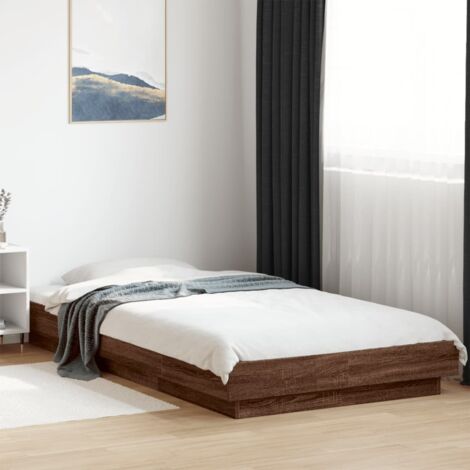 Estructura cama con luces LED madera roble marrón 90x190 cm vidaXL