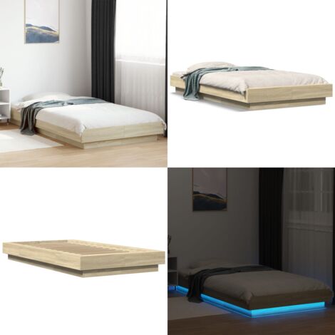 Estructura cama con luces LED madera roble Sonoma 100x200 cm - Estructura de cama - Madera de ingeniería