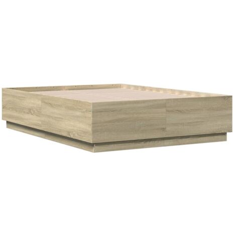 Estructura cama con luces LED madera roble Sonoma 135x190 cm vidaXL