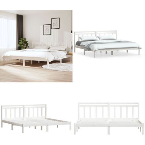 Estructura cama de madera maciza blanca super king 180x200 cm - Estructura de cama - Cama de pino