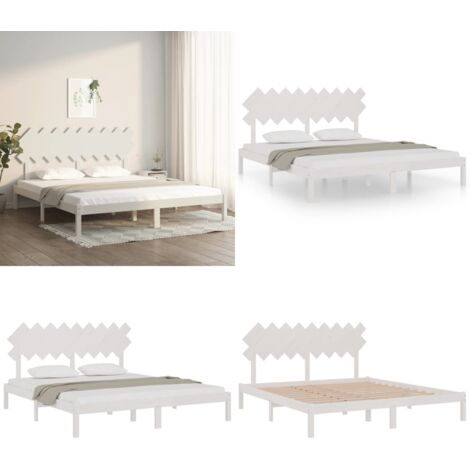 Estructura cama de madera maciza blanca super king 180x200 cm - Estructura de cama - Cama de pino