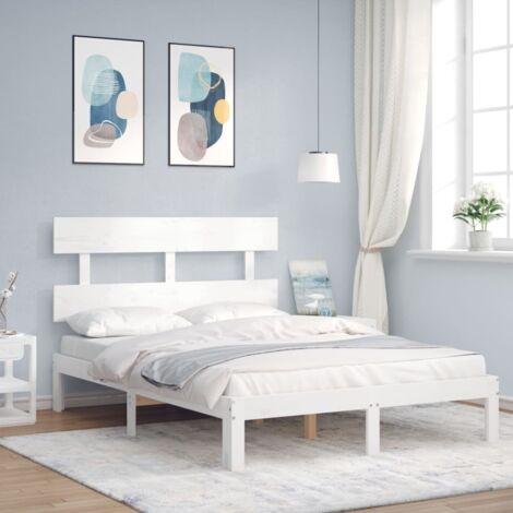 Estructura cama de matrimonio con cabecero madera maciza