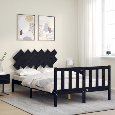 Estructura cama de matrimonio con cabecero madera maciza negro vidaXL