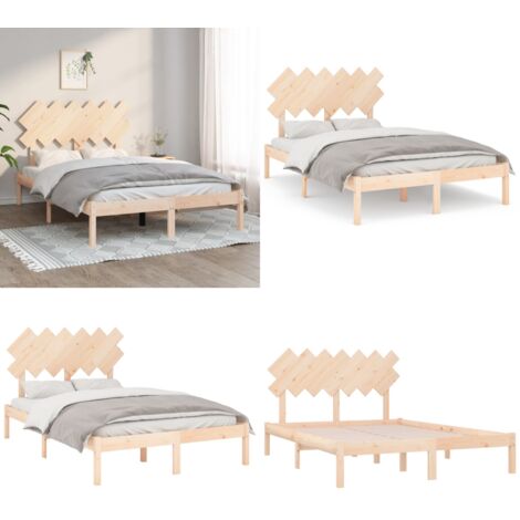 Estructura cama doble pequeña madera maciza 135x190 cm - Estructura de cama - Cama doble