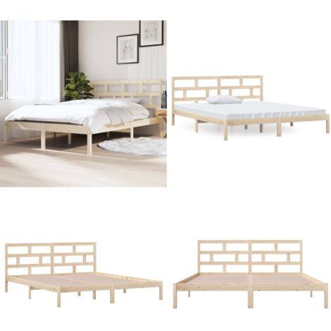 Estructura cama doble pequeña madera maciza 135x190 cm - Estructura de cama - Cama doble