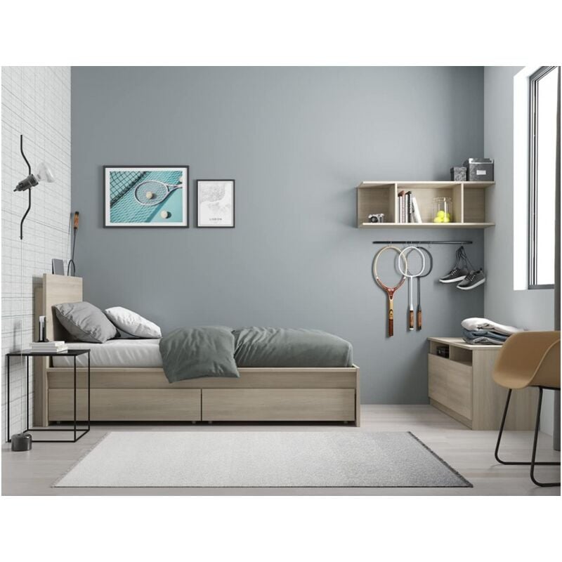 

Estructura Cama individual 214x107 cm Roble Serie Helsinki | Roble claro