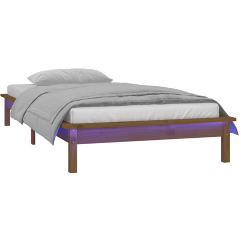Estructura cama individual madera maciza marrón miel 75x190 cm vidaXL