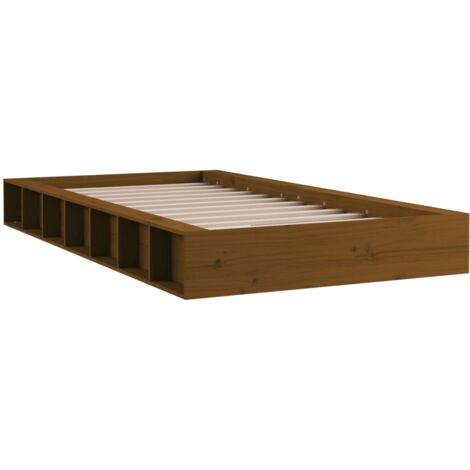 Estructura cama individual madera maciza marrón miel 75x190 cm vidaXL