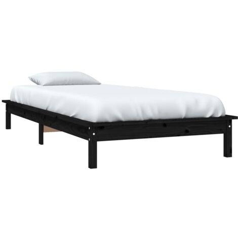 Estructura cama individual madera maciza pino negra 90x190 cm vidaXL