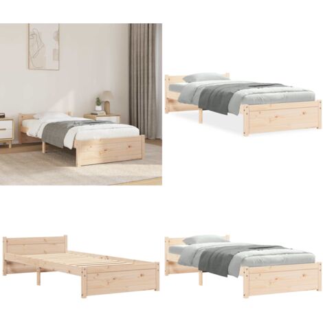 Estructura cama individual sin colchón madera maciza 75x190 cm - Estructura de cama - Madera maciza