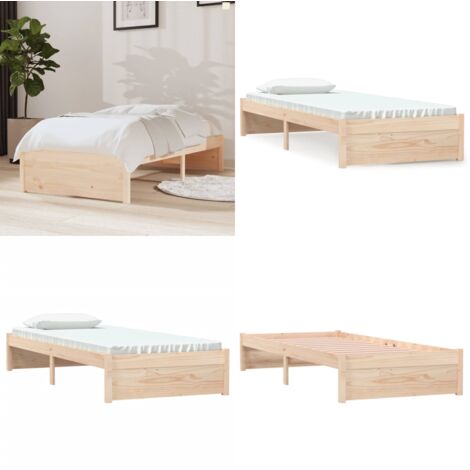 Estructura cama individual sin colchón madera maciza 75x190 cm - Estructura de cama - Madera maciza