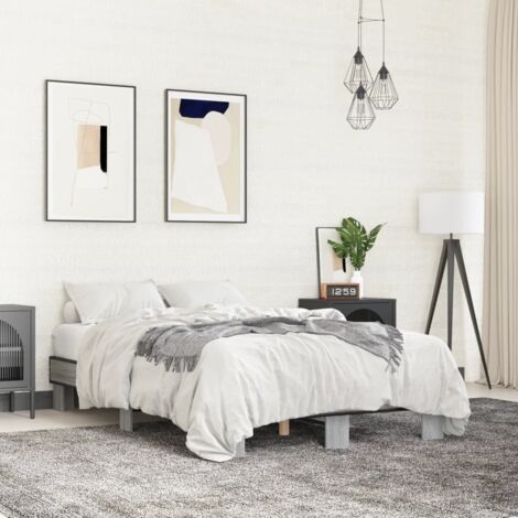 Estructura cama madera ingeniería metal gris  120x200 cm