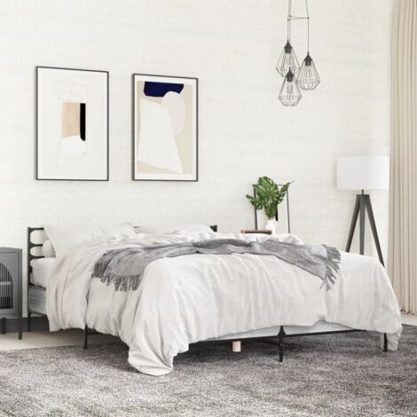 Estructura cama madera ingeniería metal gris  140x190 cm