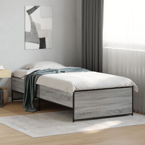 Estructura cama madera ingeniería metal gris Sonoma 100x200 cm vidaXL