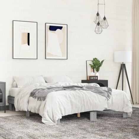 Estructura cama madera ingeniería metal gris Sonoma 150x200 cm vidaXL
