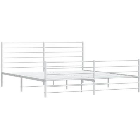 Estructura de cama de metal con cabecero blanco 90x200 cm  
