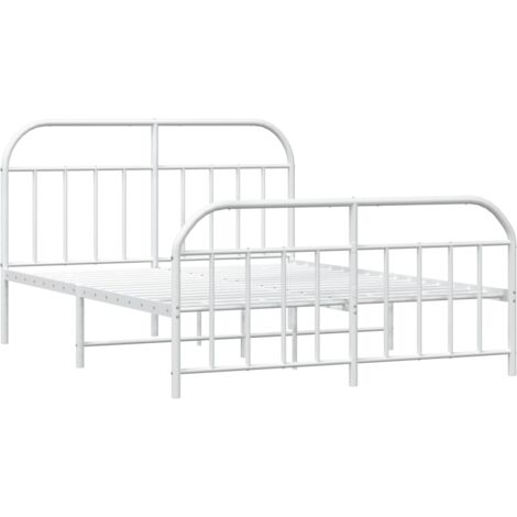 Estructura de cama de metal con cabecero blanca 140x190 cm  