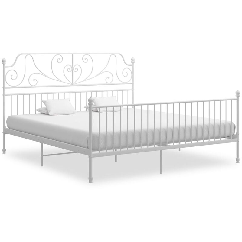

Estructura cama metal y madera contrachapada blanco 200x200 cm