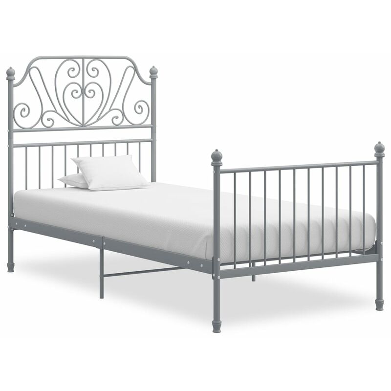 

Estructura cama metal y madera contrachapada gris 90x200 cm