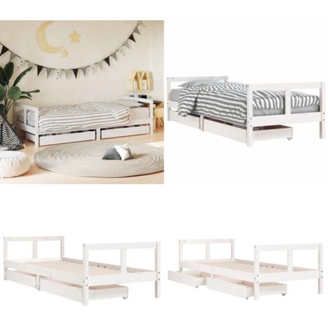 Estructura cama niños con cajones madera pino blanco 80x200 cm - Estructura de cama - Cama de madera