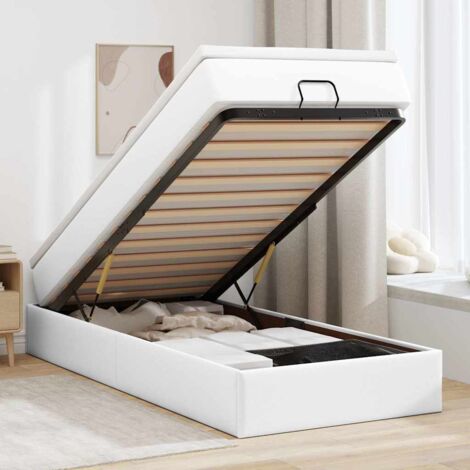 Estructura cama otomana colchón cuero sintético  80x200cm