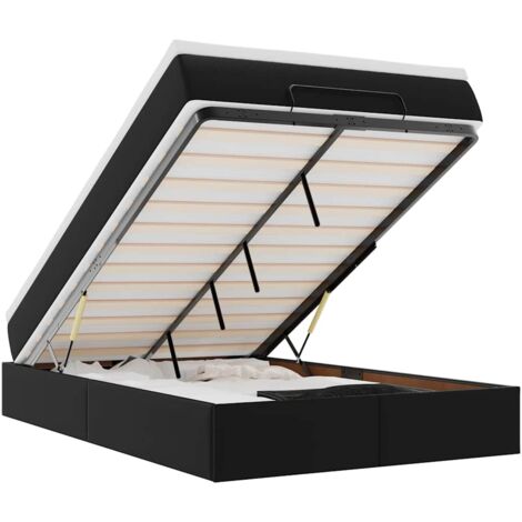 Estructura cama otomana colchón cuero sintético negro 120x190cm vidaXL