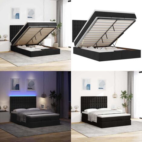 Estructura cama otomana colchón tela negro 140x200cm - Colchón - Estructura de cama
