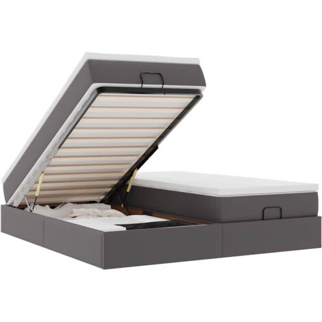 Estructura cama otomana colchones cuero sintético gris vidaXL