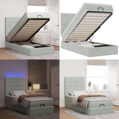 Estructura cama otomana colchones gris claro 100x200cm - Colchón - Estructura de cama