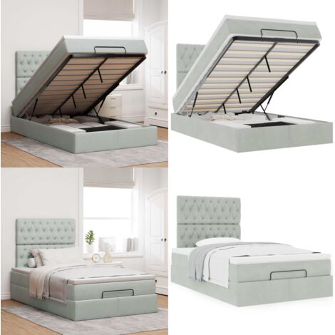 Estructura cama otomana colchones gris claro 120x200cm - Colchón - Estructura de cama
