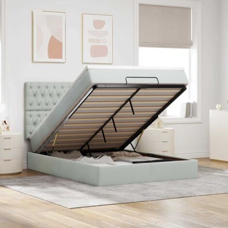 Estructura cama otomana colchones gris claro 140x190cm