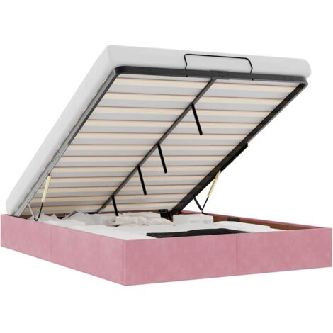 Estructura cama otomana sin colchón terciopelo rosa 140x190 cm vidaXL