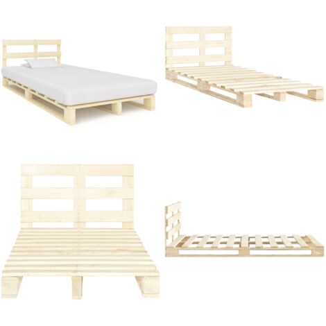 Estructura cama palets sin colchón madera maciza pino 120x200cm - Estructura de cama - Cama de pino