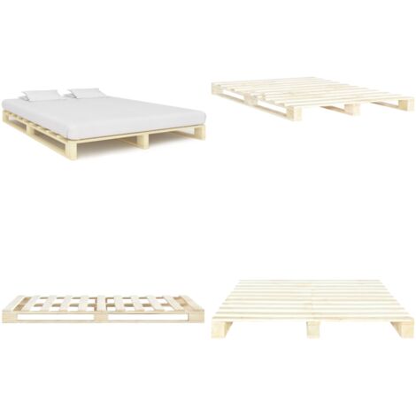 Estructura cama palets sin colchón madera maciza pino 200x200cm - Estructura de cama - Cama de pino