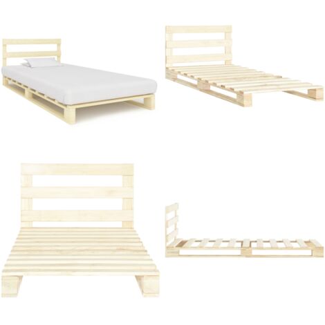 Estructura cama palets sin colchón madera maciza pino 90x200 cm - Estructura de cama - Cama de pino