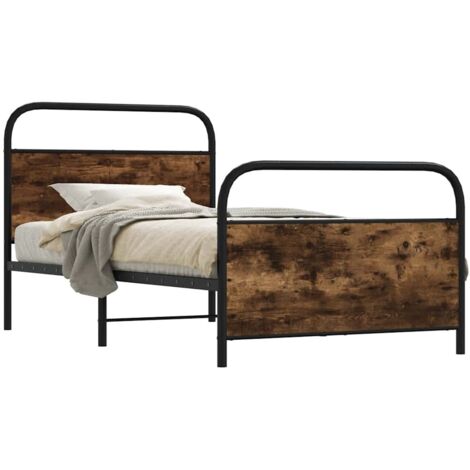 Estructura cama sin colchón 107x203 cm madera roble ahumado