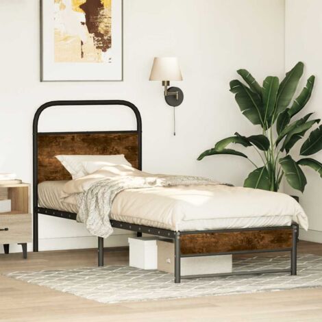 Estructura cama sin colchón 80x200 cm madera roble ahumado