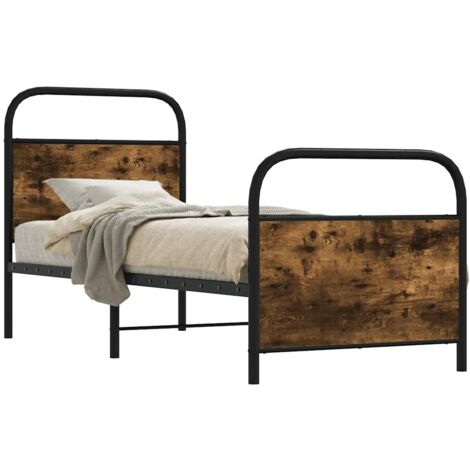 Estructura cama sin colchón 80x200 cm madera roble ahumado