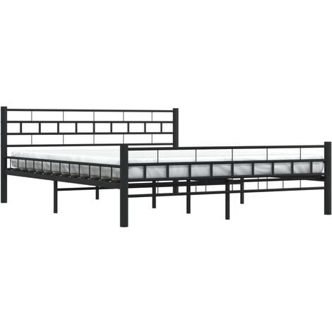 Estructura cama sin colchón con cabecero acero negro 160x200 cm vidaXL