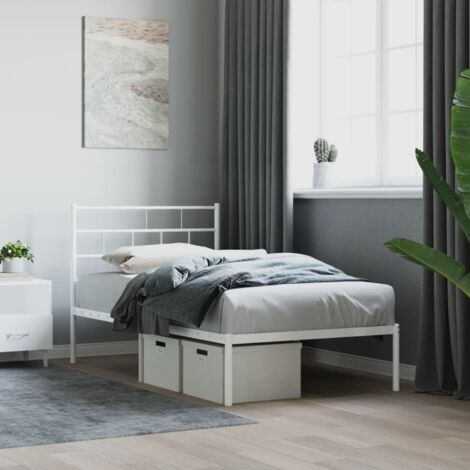 Estructura cama sin colchón con cabecero metal  75x190 cm