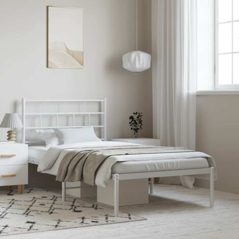 Estructura cama sin colchón con cabecero metal blanco 100x190cm vidaXL