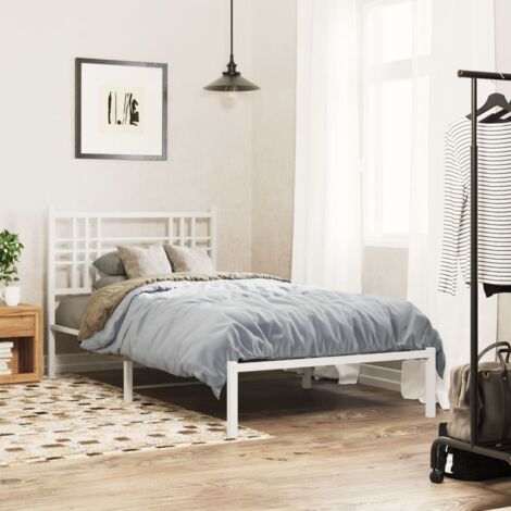 Estructura cama sin colchón con cabecero metal blanco 100x190cm vidaXL