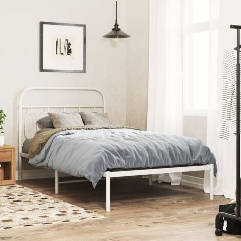 Estructura cama sin colchón con cabecero metal blanco 100x200cm vidaXL