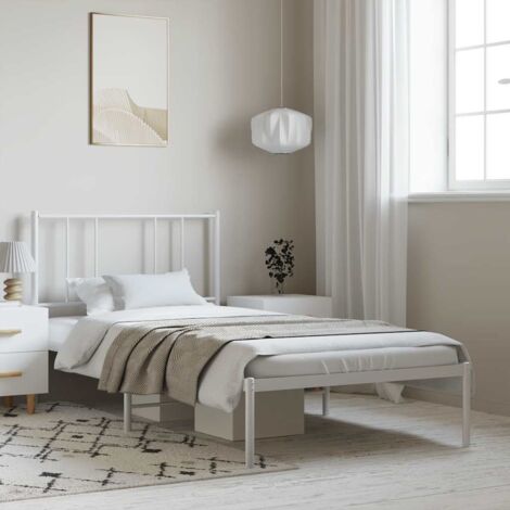 Estructura cama sin colchón con cabecero metal blanco 100x200cm vidaXL