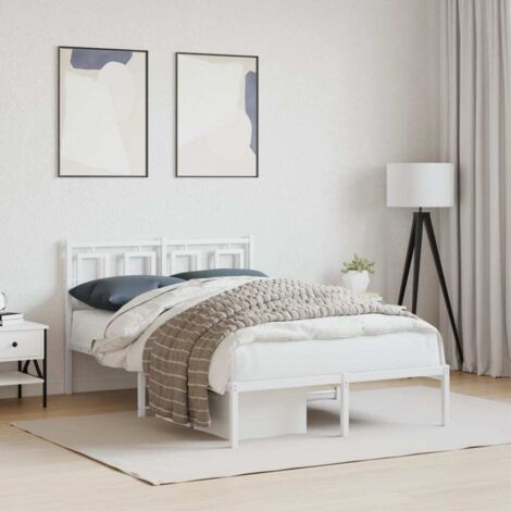 Estructura cama sin colchón con cabecero metal blanco 120x200cm vidaXL
